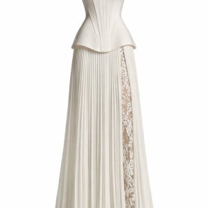 Свадебное платье с корсетным верхом и плиссированной юбкой